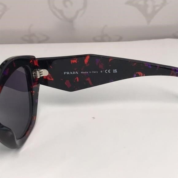 New Authentic Prada PR07YSF Women’s Sunglasses – Abstract Orange Frame / Violet - Picture 9 of 11